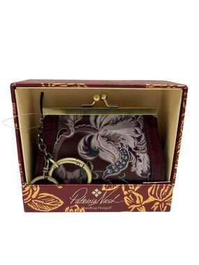 Patricia Nash European Floral Leather Framed Kiss-lock Keychain Wallet